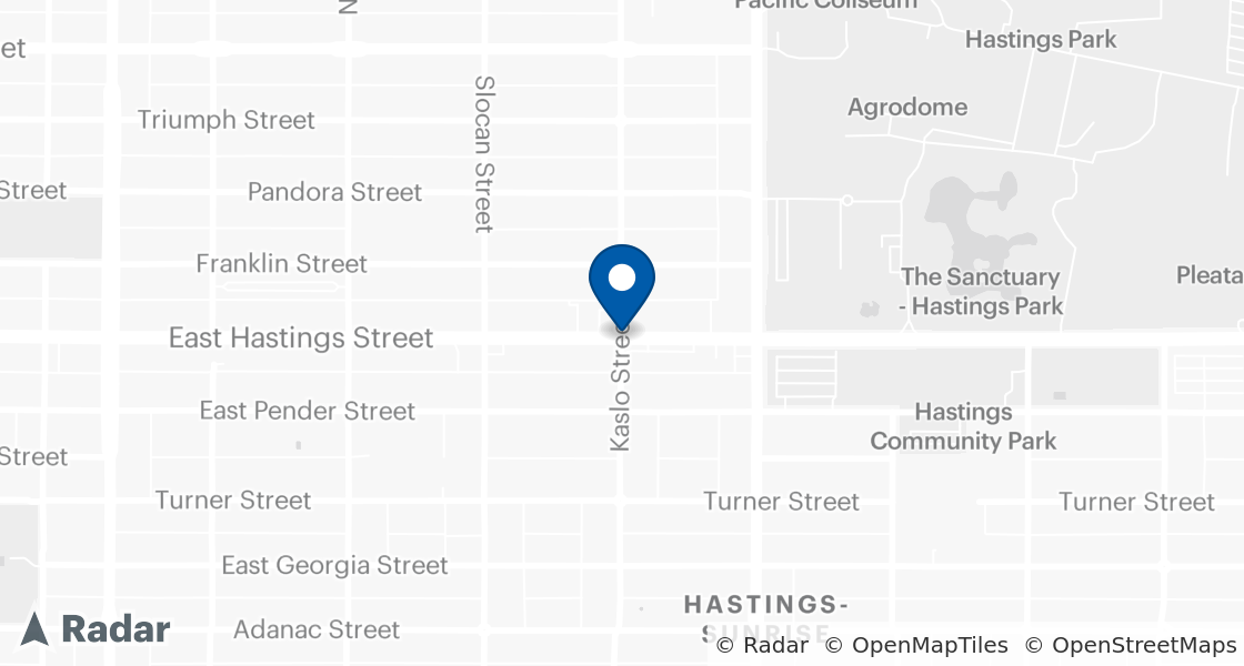 Map of Dairy Queen Location:: 2805 Hastings St E, Vancouver, BC, V5K 2A1